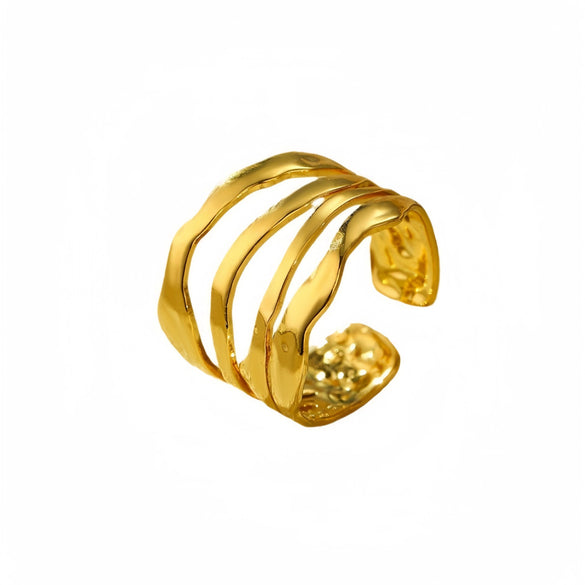 Wholesale Minimalist Irregular Geometric Opening Adjustable Stainless Steel Ring With Electroplating For Women