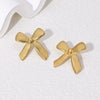 Wholesale Minimalist 18K Gold Electroplated Stainless Steel Bow Tie Earrings For Women
