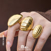 Wholesale Minimalist Light Luxury Geometric Shape Stainless Steel Electroplated 18K Real Gold Water Drop Ring Set For Women