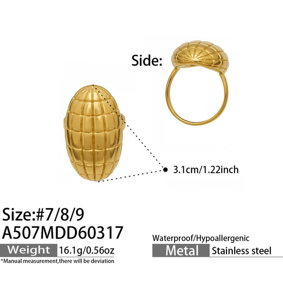 Wholesale Minimalist Light Luxury Geometric Shape Stainless Steel Electroplated 18K Real Gold Water Drop Ring Set For Women