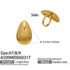 Wholesale Minimalist Light Luxury Geometric Shape Stainless Steel Electroplated 18K Real Gold Water Drop Ring Set For Women
