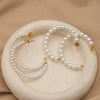 Wholesale Minimalist Light Luxury Stainless Steel 14K Gold Plated Pearl C Shaped Geometric Earrings For Women