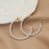 Wholesale Minimalist Light Luxury Stainless Steel 14K Gold Plated Pearl C Shaped Geometric Earrings For Women