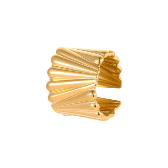 Wholesale Minimalist Light Luxury Stainless Steel Open Ring With Vertical Line Texture And Electroplating For Women