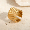 Wholesale Minimalist Light Luxury Stainless Steel Open Ring With Vertical Line Texture And Electroplating For Women