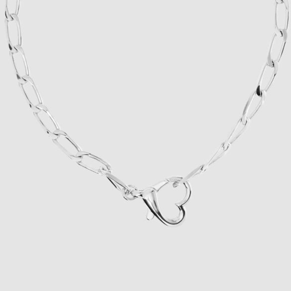 Wholesale Minimalist Love Lock Necklace Copper O Chain Heart Shape Pendant Electroplating