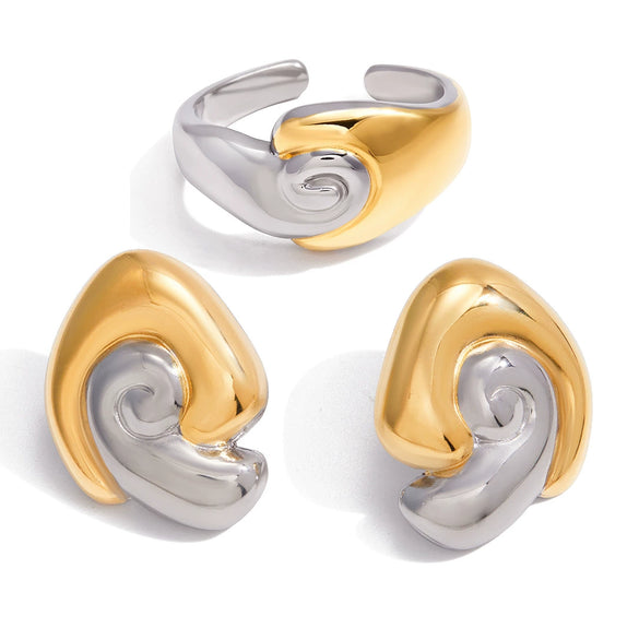 Wholesale Minimalist Marine Life Pattern Stainless Steel And Titanium Steel Electroplated Hand Jewelry And Earrings For Women