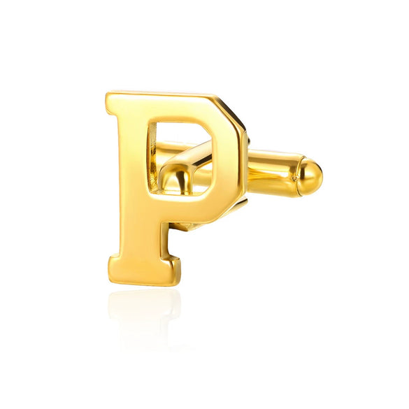 Wholesale Minimalist Men's Stainless Steel Clothing Cufflinks With Letters And Electroplating