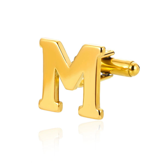Wholesale Minimalist Men's Stainless Steel Clothing Cufflinks With Letters And Electroplating
