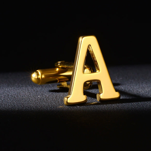Wholesale Minimalist Men's Stainless Steel Clothing Cufflinks With Letters And Electroplating