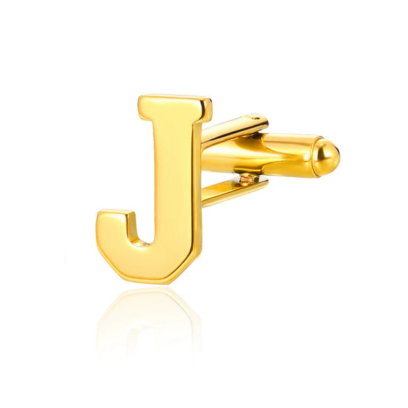 Wholesale Minimalist Men's Stainless Steel Clothing Cufflinks With Letters And Electroplating