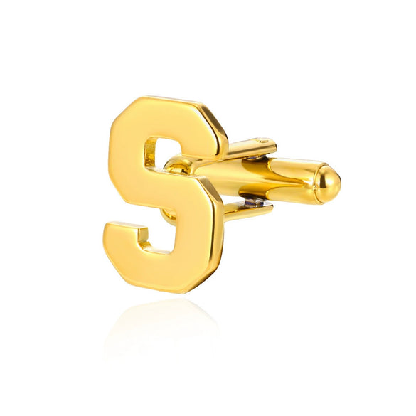 Wholesale Minimalist Men's Stainless Steel Clothing Cufflinks With Letters And Electroplating