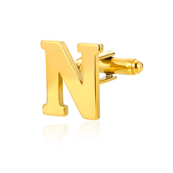 Wholesale Minimalist Men's Stainless Steel Clothing Cufflinks With Letters And Electroplating