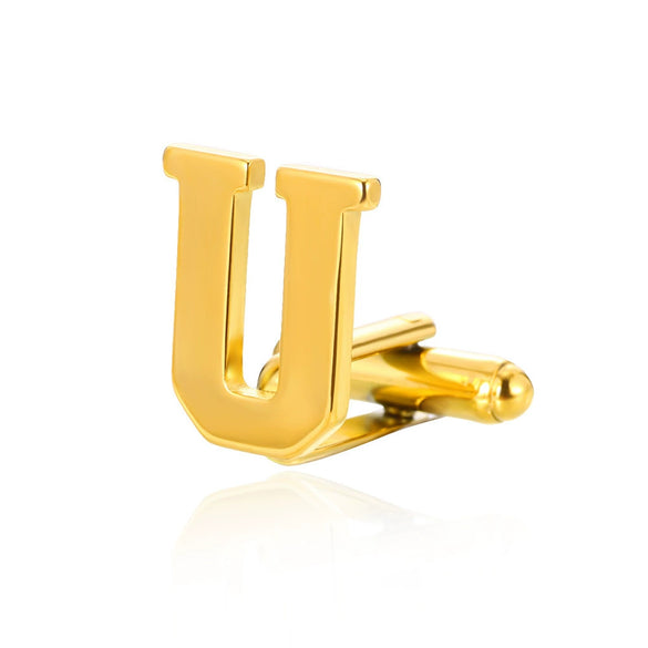 Wholesale Minimalist Men's Stainless Steel Clothing Cufflinks With Letters And Electroplating