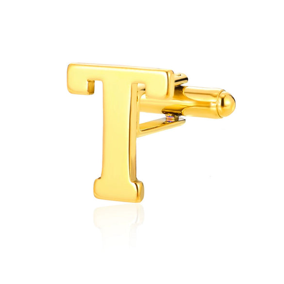 Wholesale Minimalist Men's Stainless Steel Clothing Cufflinks With Letters And Electroplating