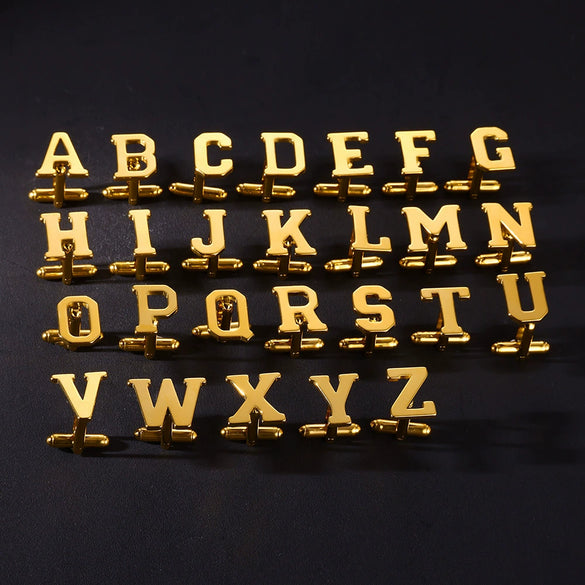 Wholesale Minimalist Men's Stainless Steel Clothing Cufflinks With Letters And Electroplating