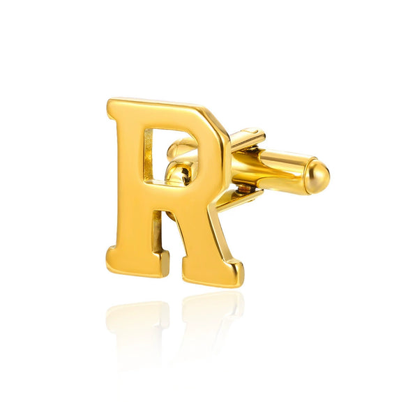 Wholesale Minimalist Men's Stainless Steel Clothing Cufflinks With Letters And Electroplating