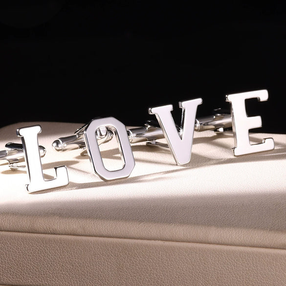 Wholesale Minimalist Men's Stainless Steel Clothing Cufflinks With Letters And Electroplating