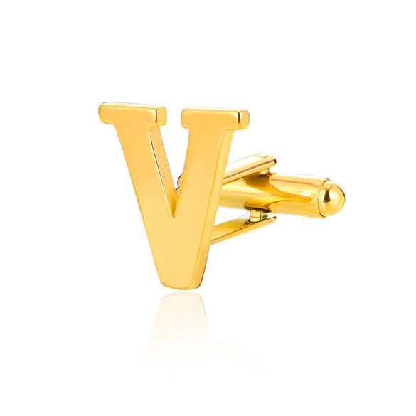 Wholesale Minimalist Men's Stainless Steel Clothing Cufflinks With Letters And Electroplating