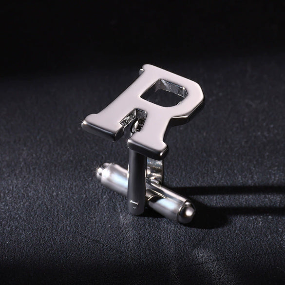 Wholesale Minimalist Men's Stainless Steel Clothing Cufflinks With Letters And Electroplating