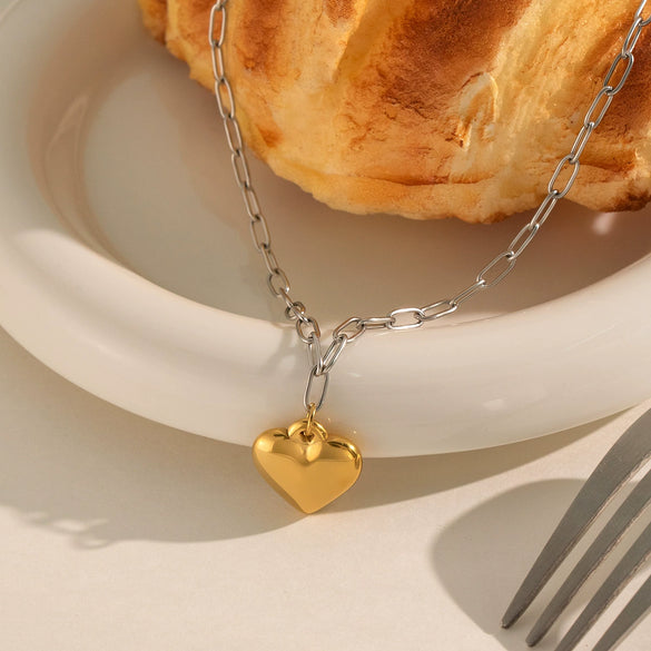 Wholesale Minimalist Modern Constellation Heart Pendant Necklace In Stainless Steel With Bamboo Chain And Pvd Furnace Vacuum Real Gold Plating For Unisex
