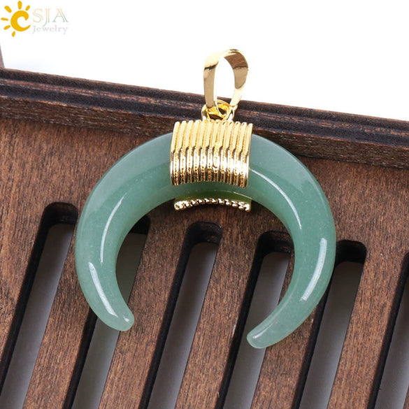 Wholesale Minimalist Natural Crystal Moonstone Semiprecious Stone Copper Buckle Pendant Jewelry With Electroplating