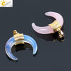 Wholesale Minimalist Natural Crystal Moonstone Semiprecious Stone Copper Buckle Pendant Jewelry With Electroplating