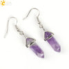 Wholesale Minimalist Natural Stone And Copper Accessories Hexagonal Prism Bullet Pendant Earrings