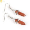 Wholesale Minimalist Natural Stone And Copper Accessories Hexagonal Prism Bullet Pendant Earrings