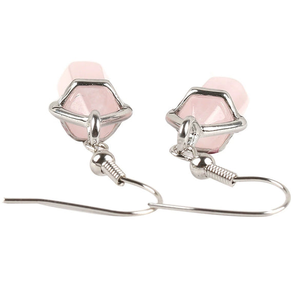 Wholesale Minimalist Natural Stone And Copper Accessories Hexagonal Prism Bullet Pendant Earrings