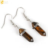 Wholesale Minimalist Natural Stone And Copper Accessories Hexagonal Prism Bullet Pendant Earrings