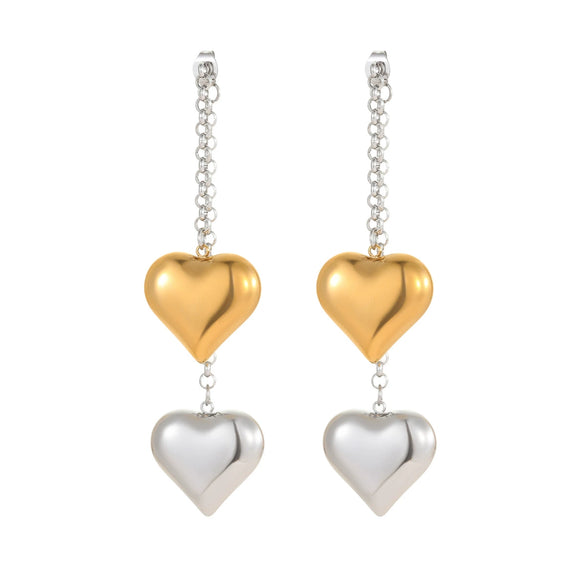 Wholesale Minimalist Niche Ins Wind Women's Stainless Steel 18K Plated Heart Shape Earrings