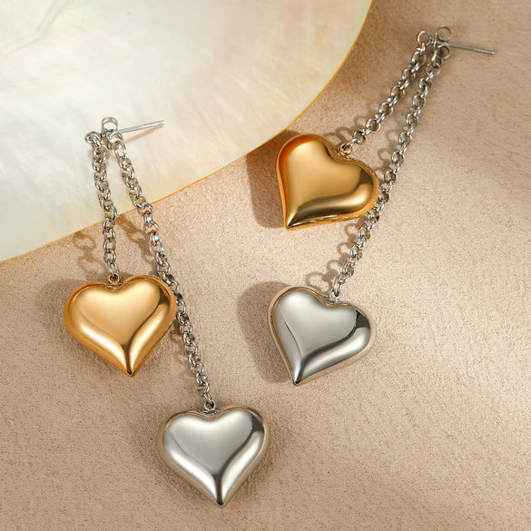 Wholesale Minimalist Niche Ins Wind Women's Stainless Steel 18K Plated Heart Shape Earrings