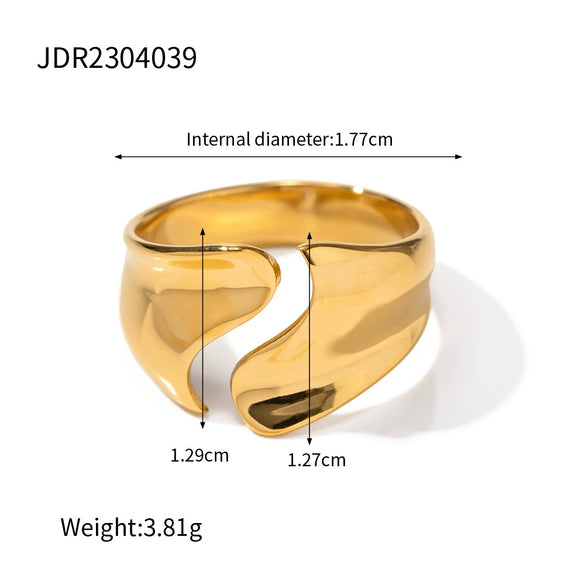 Wholesale Minimalist Open Arc Ring Titanium Steel Gold Plated Geometric Women's Jewelry