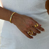 Wholesale Minimalist Open Arc Ring Titanium Steel Gold Plated Geometric Women's Jewelry