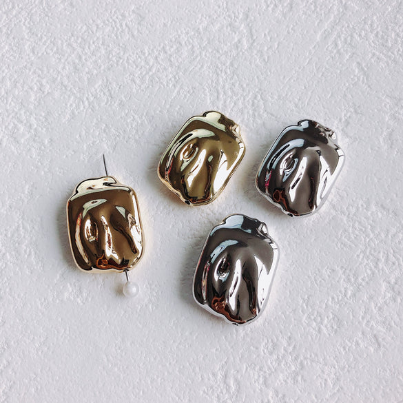 Wholesale Minimalist Plastic And Resin Irregular Shaped Straight Hole Beads Electroplated Handmade Jewelry Accessories