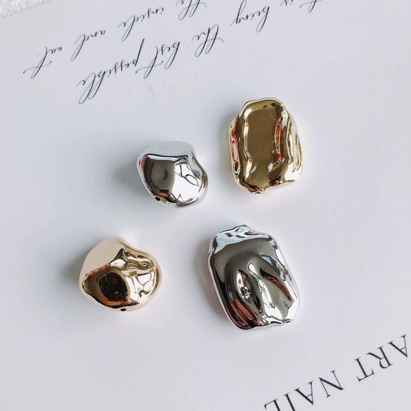 Wholesale Minimalist Plastic And Resin Irregular Shaped Straight Hole Beads Electroplated Handmade Jewelry Accessories