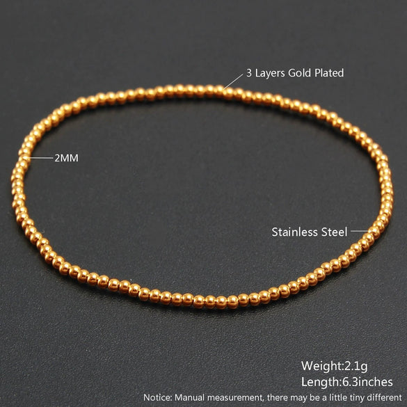 Wholesale Minimalist Retro Geometric Stainless Steel Elastic Beads Electroplating Waterproof Unisex Bracelet Jewelry