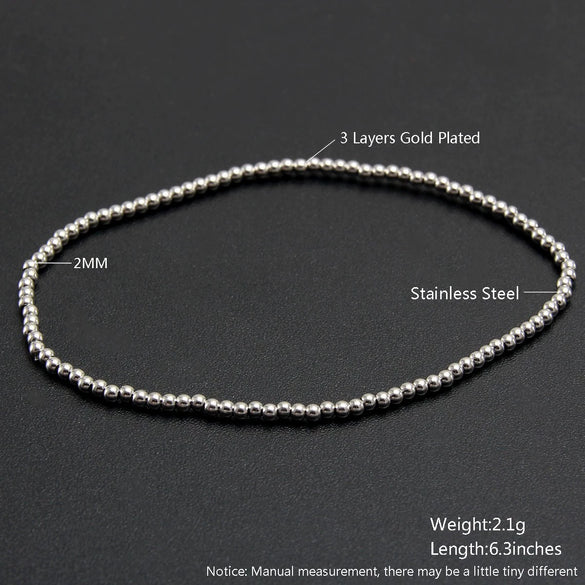 Wholesale Minimalist Retro Geometric Stainless Steel Elastic Beads Electroplating Waterproof Unisex Bracelet Jewelry