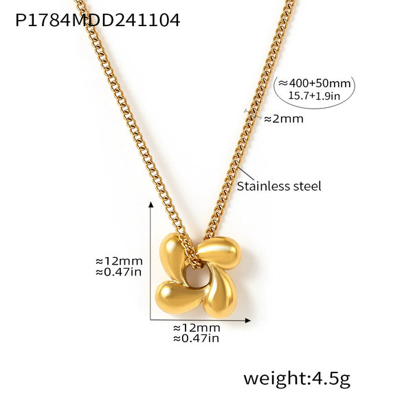 Wholesale Minimalist Rotating Flower Stainless Steel Necklace And Earrings Suit With Electroplating Fashion Ol Style Regular Chain