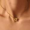 Wholesale Minimalist Rotating Flower Stainless Steel Necklace And Earrings Suit With Electroplating Fashion Ol Style Regular Chain