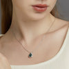 Wholesale Minimalist S925 Silver Drop Shape Aquatic Agate Pendant Clavicle Necklace Set With Diamonds For Female