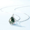 Wholesale Minimalist S925 Silver Drop Shape Aquatic Agate Pendant Clavicle Necklace Set With Diamonds For Female