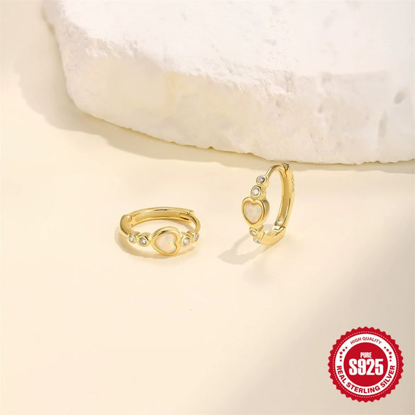 Wholesale Minimalist S925 Sterling Silver Round Zircon Inlaid Electroplated Love Aobao Earring