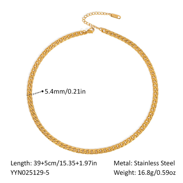 Wholesale Minimalist Simple Basic Titanium Steel Gold Plated Waterproof Jewelry With Geometric Horse Whip Chain Necklace And Bracelet
