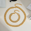 Wholesale Minimalist Simple Basic Titanium Steel Gold Plated Waterproof Jewelry With Geometric Horse Whip Chain Necklace And Bracelet