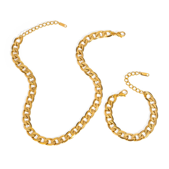 Wholesale Minimalist Simple Basic Titanium Steel Gold Plated Waterproof Jewelry With Geometric Horse Whip Chain Necklace And Bracelet