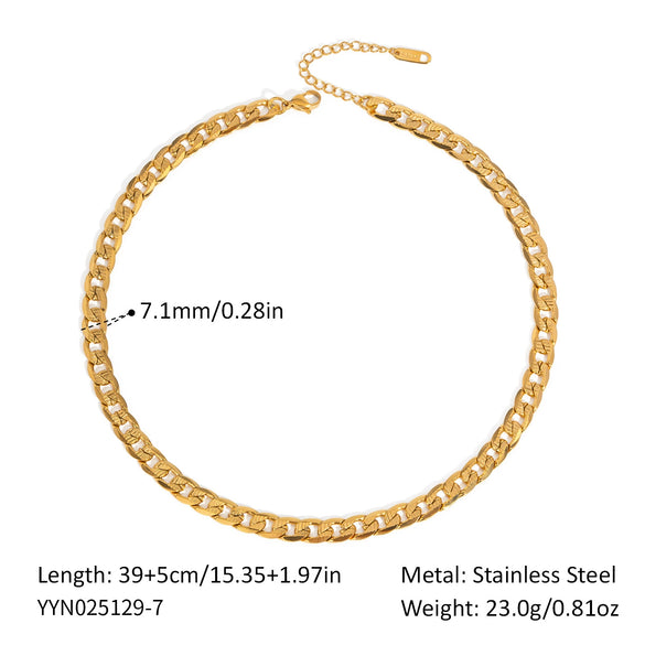 Wholesale Minimalist Simple Basic Titanium Steel Gold Plated Waterproof Jewelry With Geometric Horse Whip Chain Necklace And Bracelet
