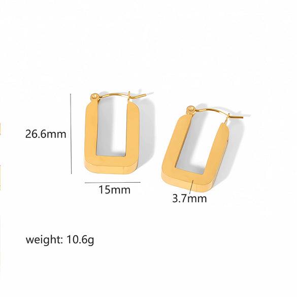 Wholesale Minimalist Simple Versatile Geometric Rectangular Stainless Steel Electroplated Earrings For Women