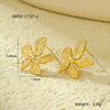 Wholesale Minimalist Small Flower Stainless Steel And 18K Gold Electroplated Earrings For Women
